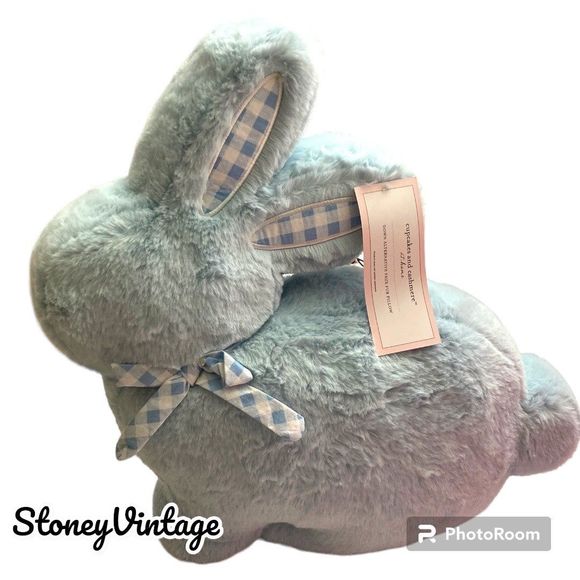 Cupcakes and Cashmere Blue Easter Bunny Pillow - Picture 1 of 7